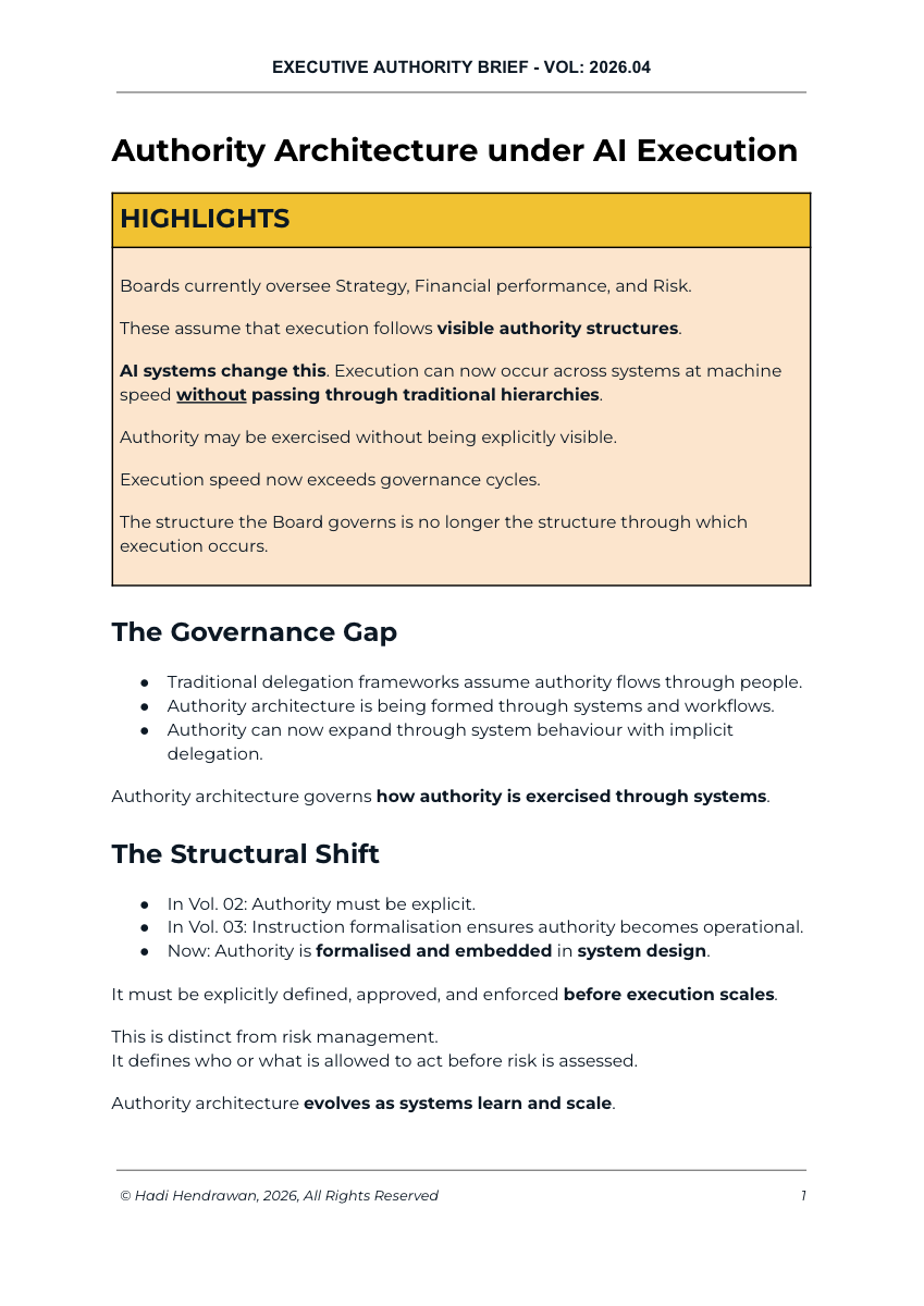 Cover of Authority Architecture under AI Execution